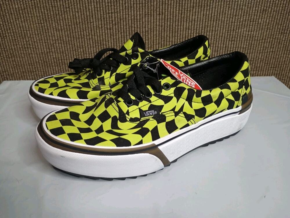 Vans Era Stacked Warp Check Glow Black Size US 8 Men's 8.5 Women's